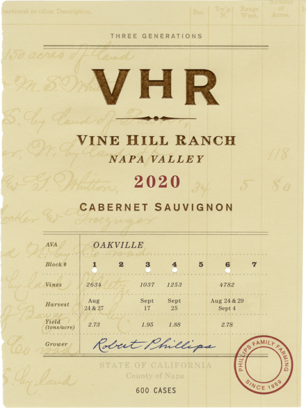 VHR Cabernet Sauvignon 2020 front label